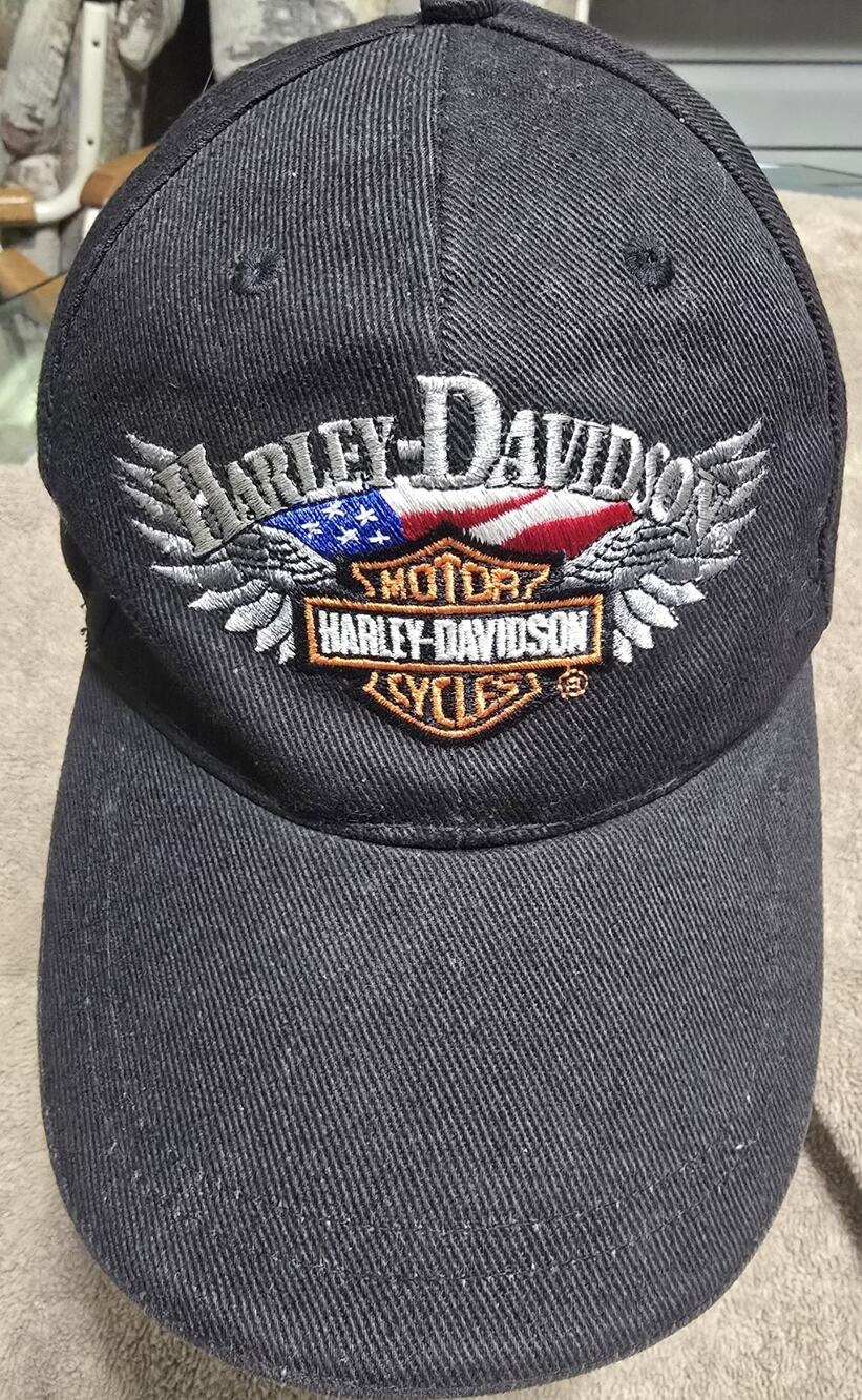 Harley Davidson Hat Cap Adjustable Black Wings Motorcycle